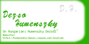 dezso humenszky business card